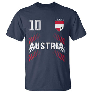 Austria Soccer Sports Graphic Number 10 Jersey Style T Shirt Proud Austrian Football Fans Game Day Pride TS02 Navy Print Your Wear