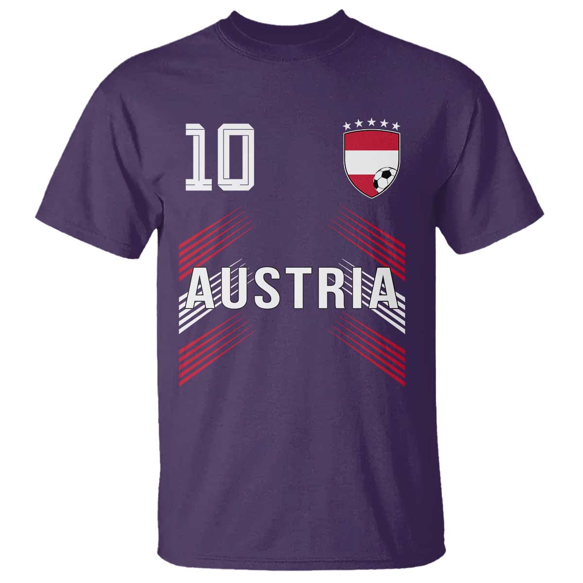 Austria Soccer Sports Graphic Number 10 Jersey Style T Shirt Proud Austrian Football Fans Game Day Pride TS02 Purple Print Your Wear