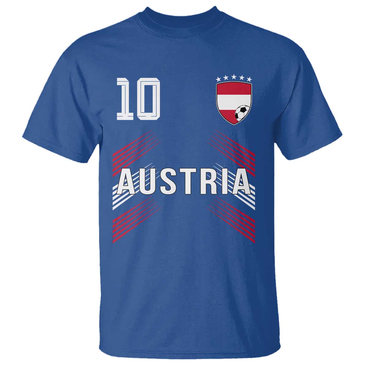 Austria Soccer Sports Graphic Number 10 Jersey Style T Shirt Proud Austrian Football Fans Game Day Pride TS02 Royal Blue Print Your Wear