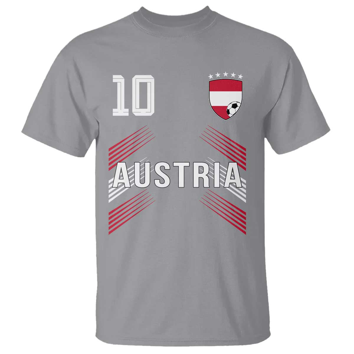 Austria Soccer Sports Graphic Number 10 Jersey Style T Shirt Proud Austrian Football Fans Game Day Pride TS02 Sport Gray Print Your Wear