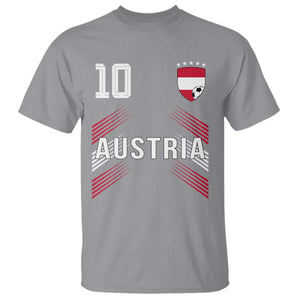 Austria Soccer Sports Graphic Number 10 Jersey Style T Shirt Proud Austrian Football Fans Game Day Pride TS02 Sport Gray Print Your Wear