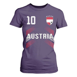 Austria Soccer Sports Graphic Number 10 Jersey Style T Shirt For Women Proud Austrian Football Fans Game Day Pride TS02 Purple Print Your Wear