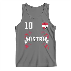 Austria Soccer Sports Graphic Number 10 Jersey Style Tank Top Proud Austrian Football Fans Game Day Pride TS02 Black Heather Print Your Wear