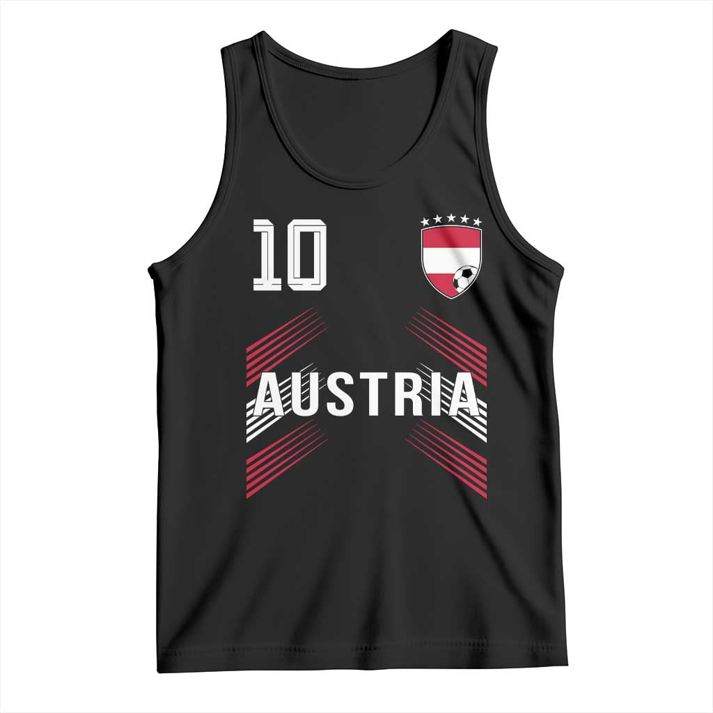 Austria Soccer Sports Graphic Number 10 Jersey Style Tank Top Proud Austrian Football Fans Game Day Pride TS02 Black Print Your Wear
