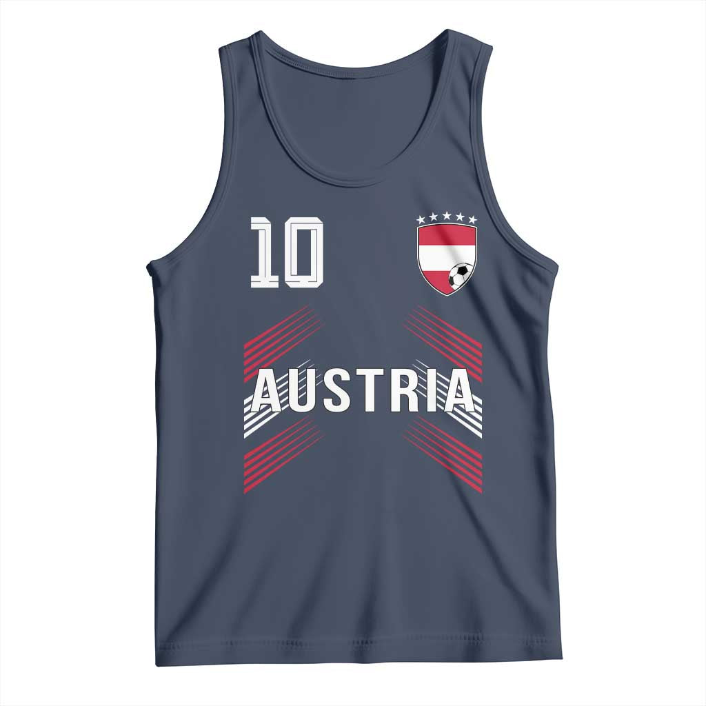 Austria Soccer Sports Graphic Number 10 Jersey Style Tank Top Proud Austrian Football Fans Game Day Pride TS02 Navy Print Your Wear