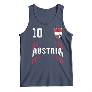 Austria Soccer Sports Graphic Number 10 Jersey Style Tank Top Proud Austrian Football Fans Game Day Pride TS02 Navy Print Your Wear