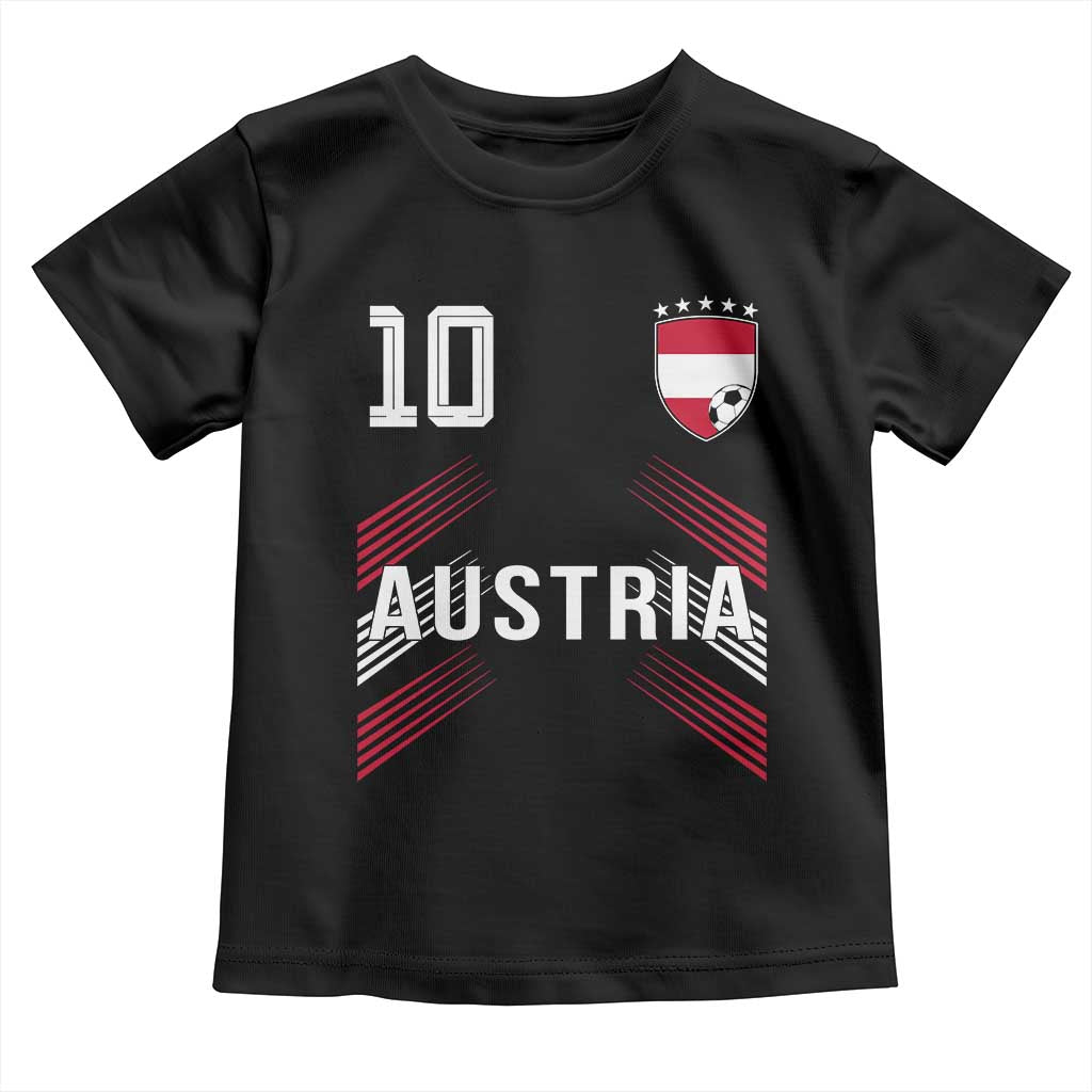 Austria Soccer Sports Graphic Number 10 Jersey Style Toddler T Shirt Proud Austrian Football Fans Game Day Pride TS02 Black Print Your Wear