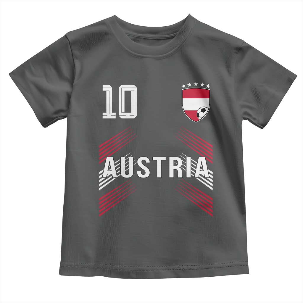 Austria Soccer Sports Graphic Number 10 Jersey Style Toddler T Shirt Proud Austrian Football Fans Game Day Pride TS02 Dark Heather Print Your Wear