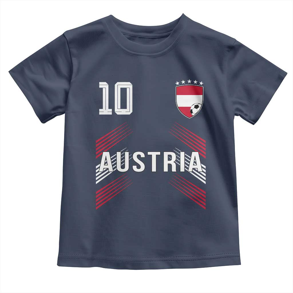 Austria Soccer Sports Graphic Number 10 Jersey Style Toddler T Shirt Proud Austrian Football Fans Game Day Pride TS02 Navy Print Your Wear