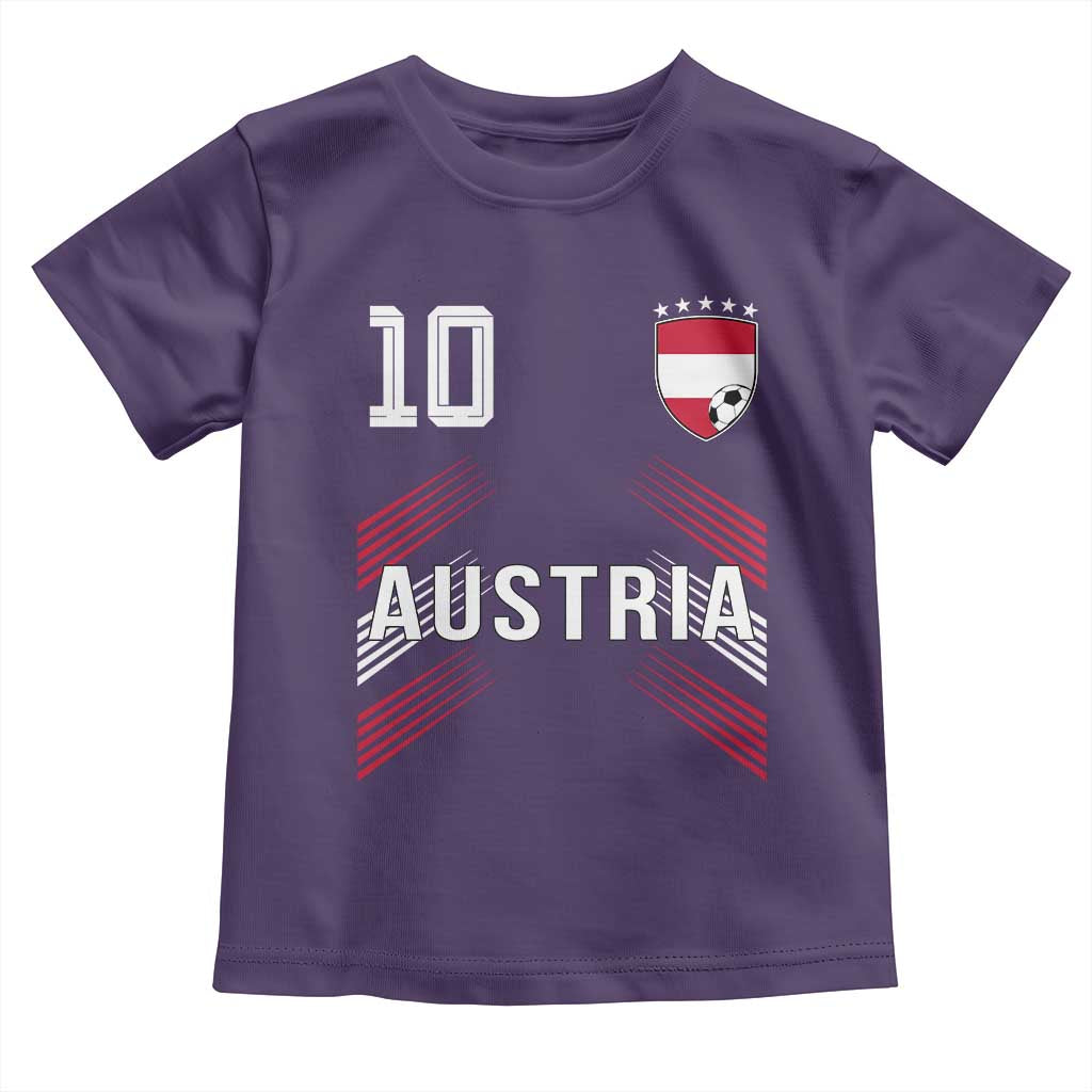 Austria Soccer Sports Graphic Number 10 Jersey Style Toddler T Shirt Proud Austrian Football Fans Game Day Pride TS02 Purple Print Your Wear