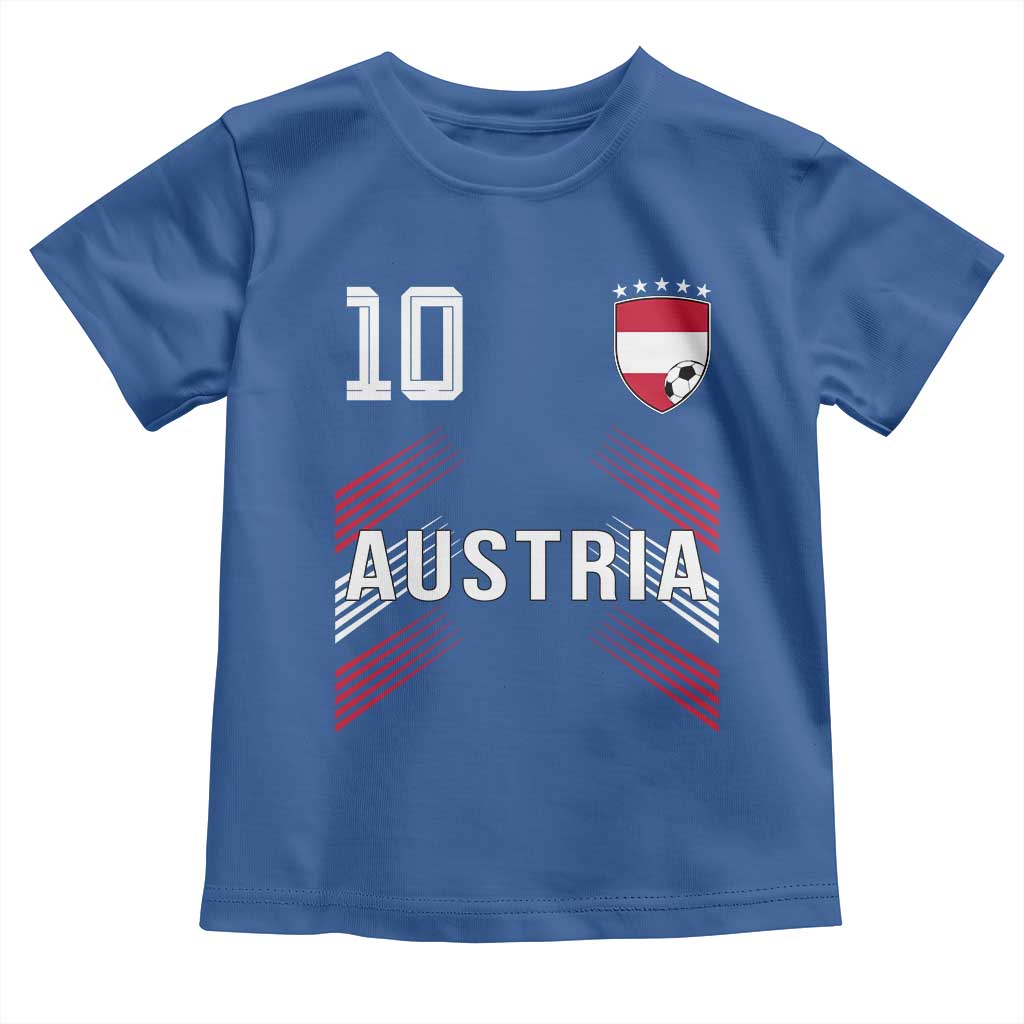 Austria Soccer Sports Graphic Number 10 Jersey Style Toddler T Shirt Proud Austrian Football Fans Game Day Pride TS02 Royal Blue Print Your Wear