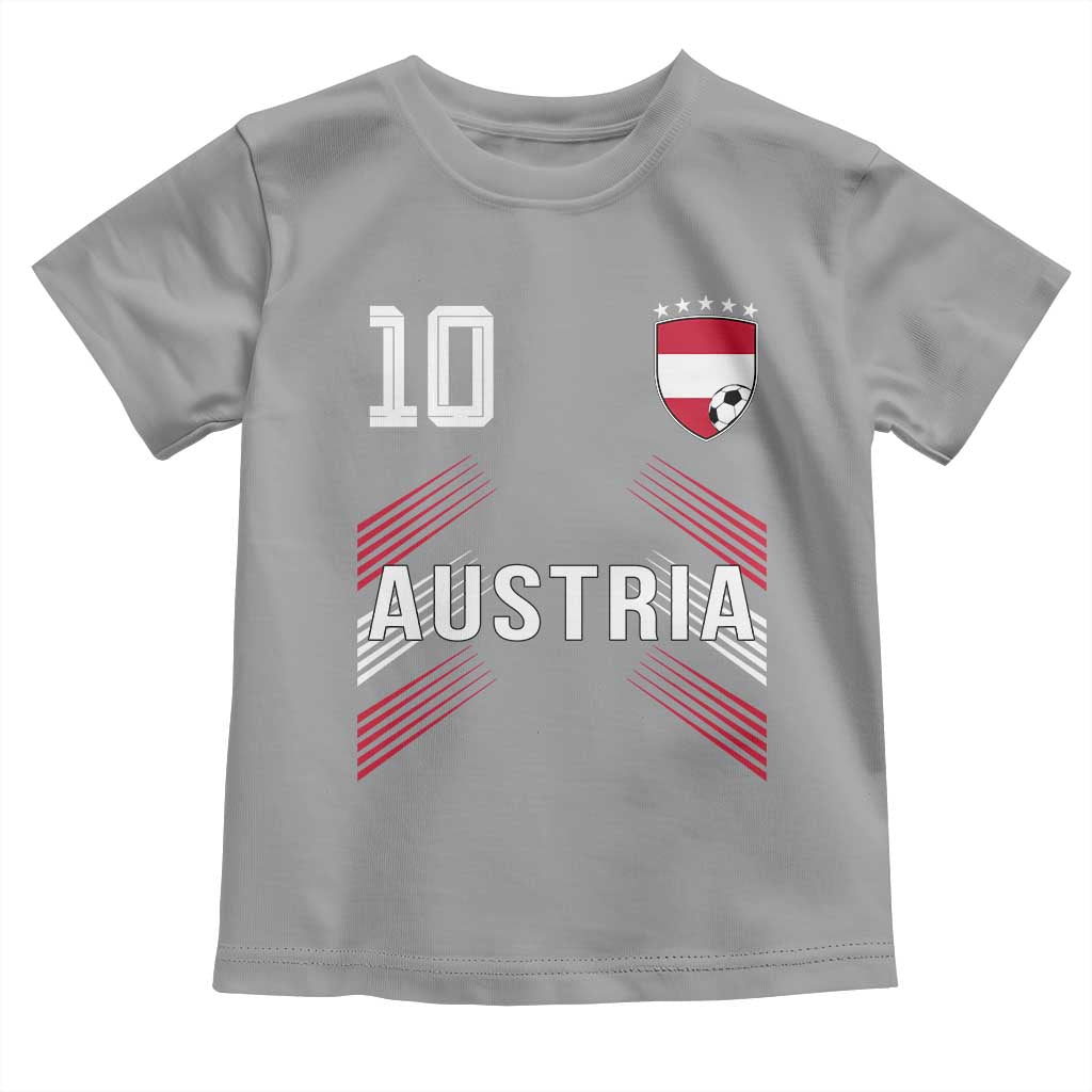 Austria Soccer Sports Graphic Number 10 Jersey Style Toddler T Shirt Proud Austrian Football Fans Game Day Pride TS02 Sport Gray Print Your Wear