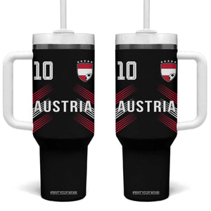 Austria Soccer Sports Graphic Number 10 Jersey Style Tumbler With Handle Proud Austrian Football Fans Game Day Pride TS02 One Size: 40 oz Black Print Your Wear