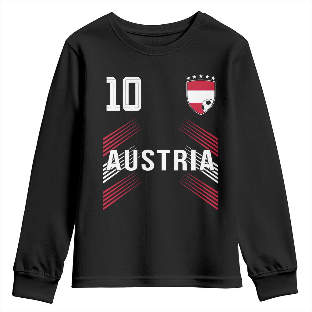 Austria Soccer Sports Graphic Number 10 Jersey Style Youth Sweatshirt Proud Austrian Football Fans Game Day Pride TS02 Black Print Your Wear