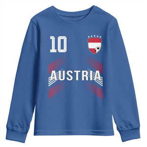 Austria Soccer Sports Graphic Number 10 Jersey Style Youth Sweatshirt Proud Austrian Football Fans Game Day Pride TS02 Royal Blue Print Your Wear