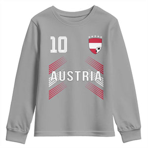 Austria Soccer Sports Graphic Number 10 Jersey Style Youth Sweatshirt Proud Austrian Football Fans Game Day Pride TS02 Sport Gray Print Your Wear