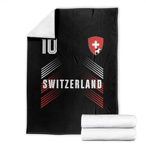 Switzerland Soccer Sports Graphic Number 10 Jersey Style Throw Blanket Proud Swiss Football Fans Game Day Pride TS02 Black Print Your Wear