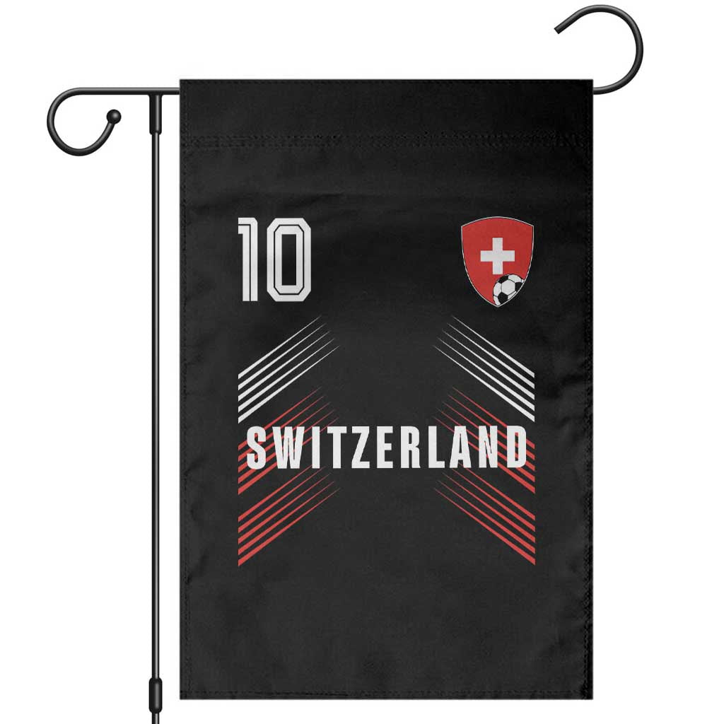Switzerland Soccer Sports Graphic Number 10 Jersey Style Garden Flag Proud Swiss Football Fans Game Day Pride TS02 Black Print Your Wear