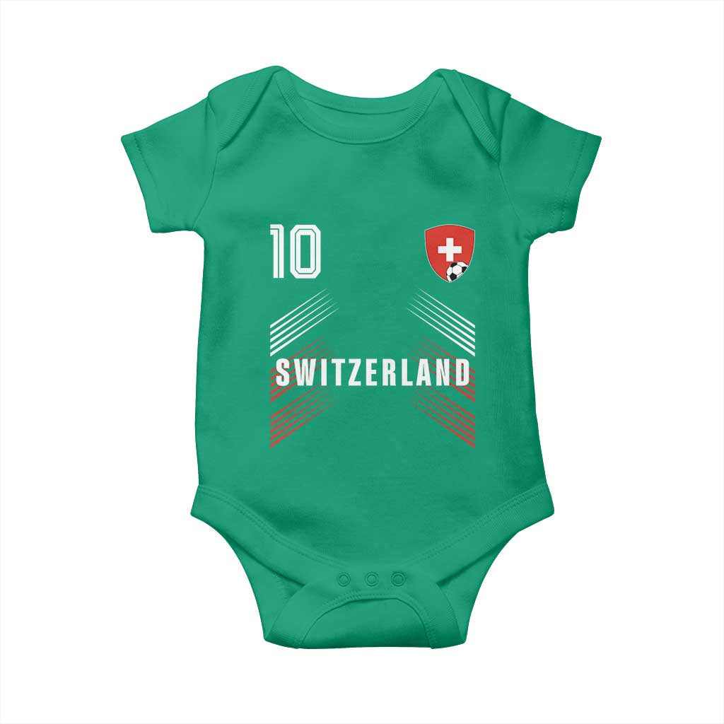 Switzerland Soccer Sports Graphic Number 10 Jersey Style Baby Onesie Proud Swiss Football Fans Game Day Pride TS02 Irish Green Print Your Wear