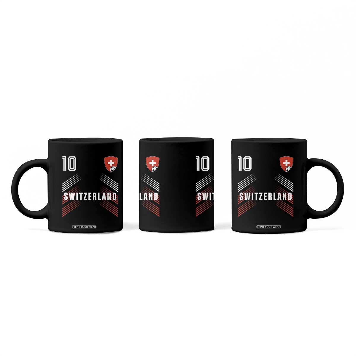 Switzerland Soccer Sports Graphic Number 10 Jersey Style Coffee Mug Proud Swiss Football Fans Game Day Pride TS02 Print Your Wear