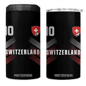 Switzerland Soccer Sports Graphic Number 10 Jersey Style 4 in 1 Can Cooler Tumbler Proud Swiss Football Fans Game Day Pride TS02 One Size: 16 oz Black Print Your Wear