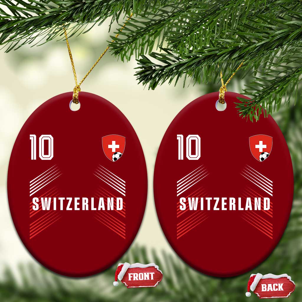 Switzerland Soccer Sports Graphic Number 10 Jersey Style Ceramic Ornament Proud Swiss Football Fans Game Day Pride TS02 Print Your Wear