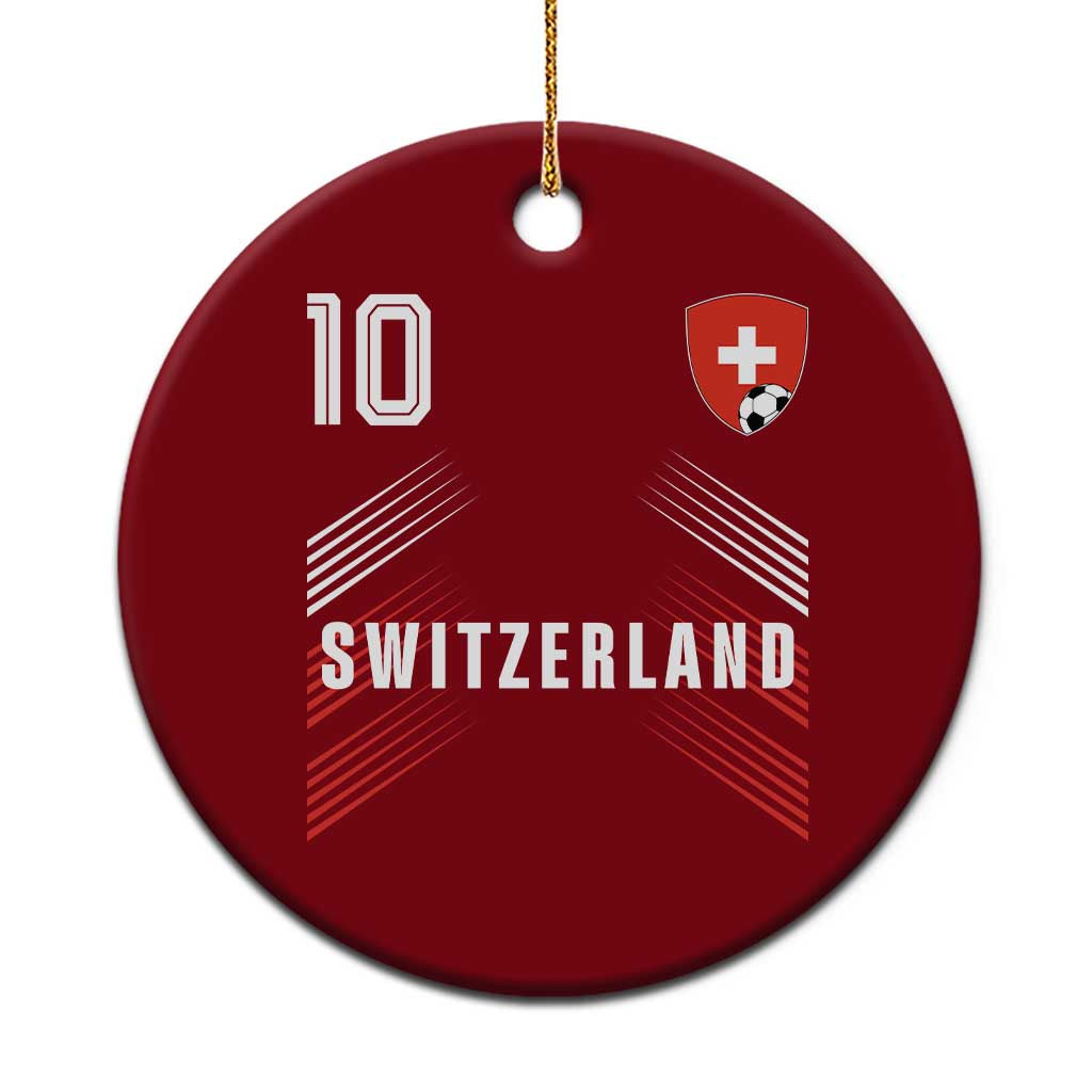 Switzerland Soccer Sports Graphic Number 10 Jersey Style Ceramic Ornament Proud Swiss Football Fans Game Day Pride TS02 1pc Red Print Your Wear