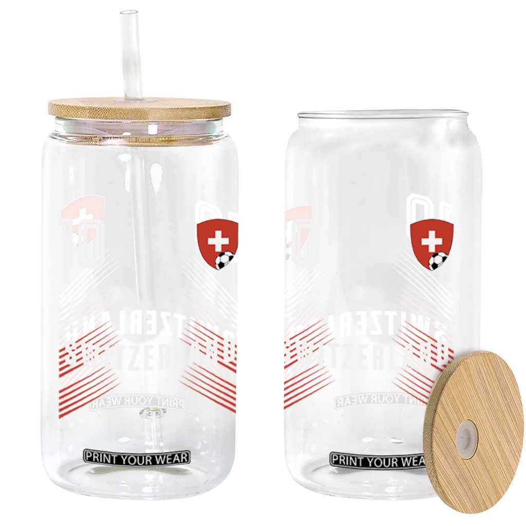 Switzerland Soccer Sports Graphic Number 10 Jersey Style Glass Can Proud Swiss Football Fans Game Day Pride TS02 Print Your Wear