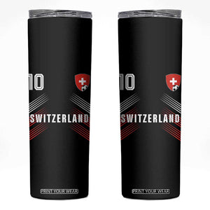Switzerland Soccer Sports Graphic Number 10 Jersey Style Skinny Tumbler Proud Swiss Football Fans Game Day Pride TS02 Black Print Your Wear