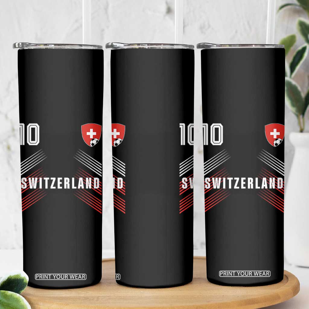 Switzerland Soccer Sports Graphic Number 10 Jersey Style Skinny Tumbler Proud Swiss Football Fans Game Day Pride TS02 Print Your Wear