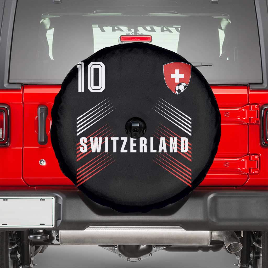 Switzerland Soccer Sports Graphic Number 10 Jersey Style Spare Tire Cover Proud Swiss Football Fans Game Day Pride TS02 Black Print Your Wear