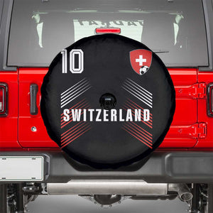 Switzerland Soccer Sports Graphic Number 10 Jersey Style Spare Tire Cover Proud Swiss Football Fans Game Day Pride TS02 Black Print Your Wear