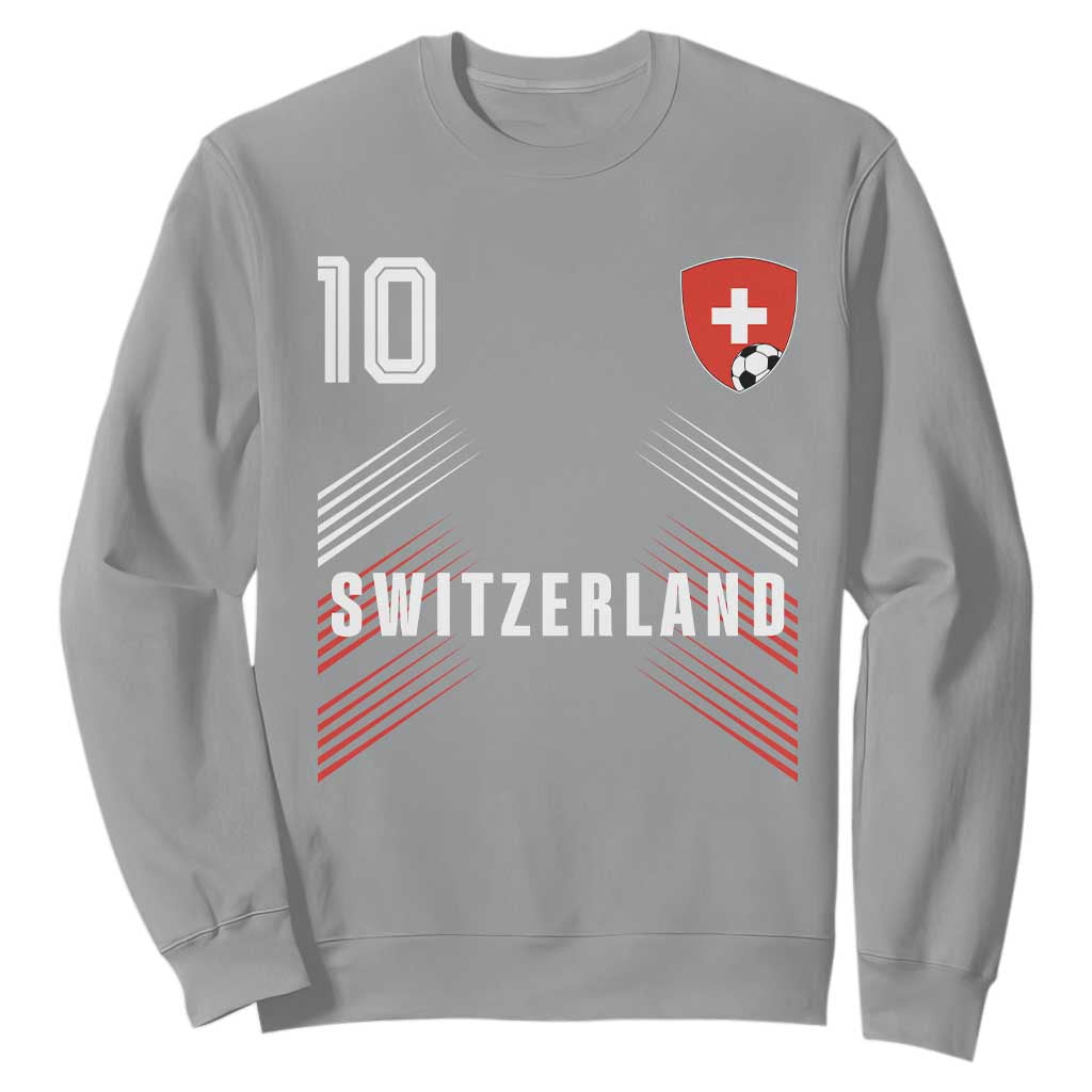 Switzerland Soccer Sports Graphic Number 10 Jersey Style Sweatshirt Proud Swiss Football Fans Game Day Pride TS02 Sport Gray Print Your Wear
