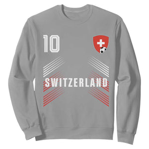 Switzerland Soccer Sports Graphic Number 10 Jersey Style Sweatshirt Proud Swiss Football Fans Game Day Pride TS02 Sport Gray Print Your Wear