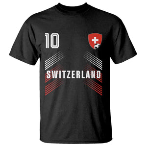 Switzerland Soccer Sports Graphic Number 10 Jersey Style T Shirt Proud Swiss Football Fans Game Day Pride TS02 Black Print Your Wear