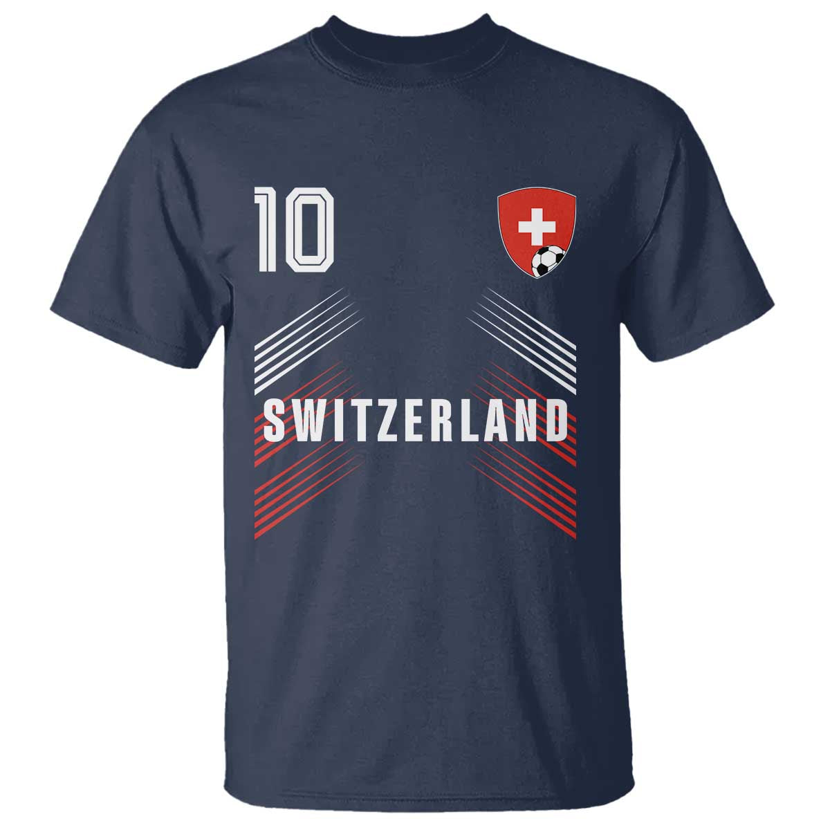 Switzerland Soccer Sports Graphic Number 10 Jersey Style T Shirt Proud Swiss Football Fans Game Day Pride TS02 Navy Print Your Wear