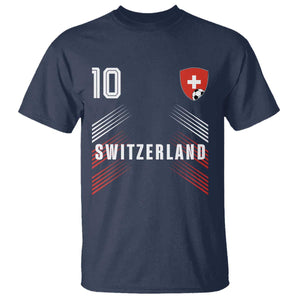 Switzerland Soccer Sports Graphic Number 10 Jersey Style T Shirt Proud Swiss Football Fans Game Day Pride TS02 Navy Print Your Wear