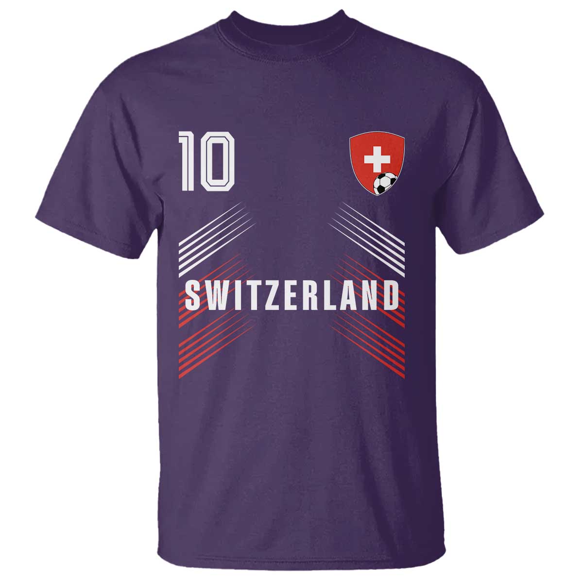 Switzerland Soccer Sports Graphic Number 10 Jersey Style T Shirt Proud Swiss Football Fans Game Day Pride TS02 Purple Print Your Wear