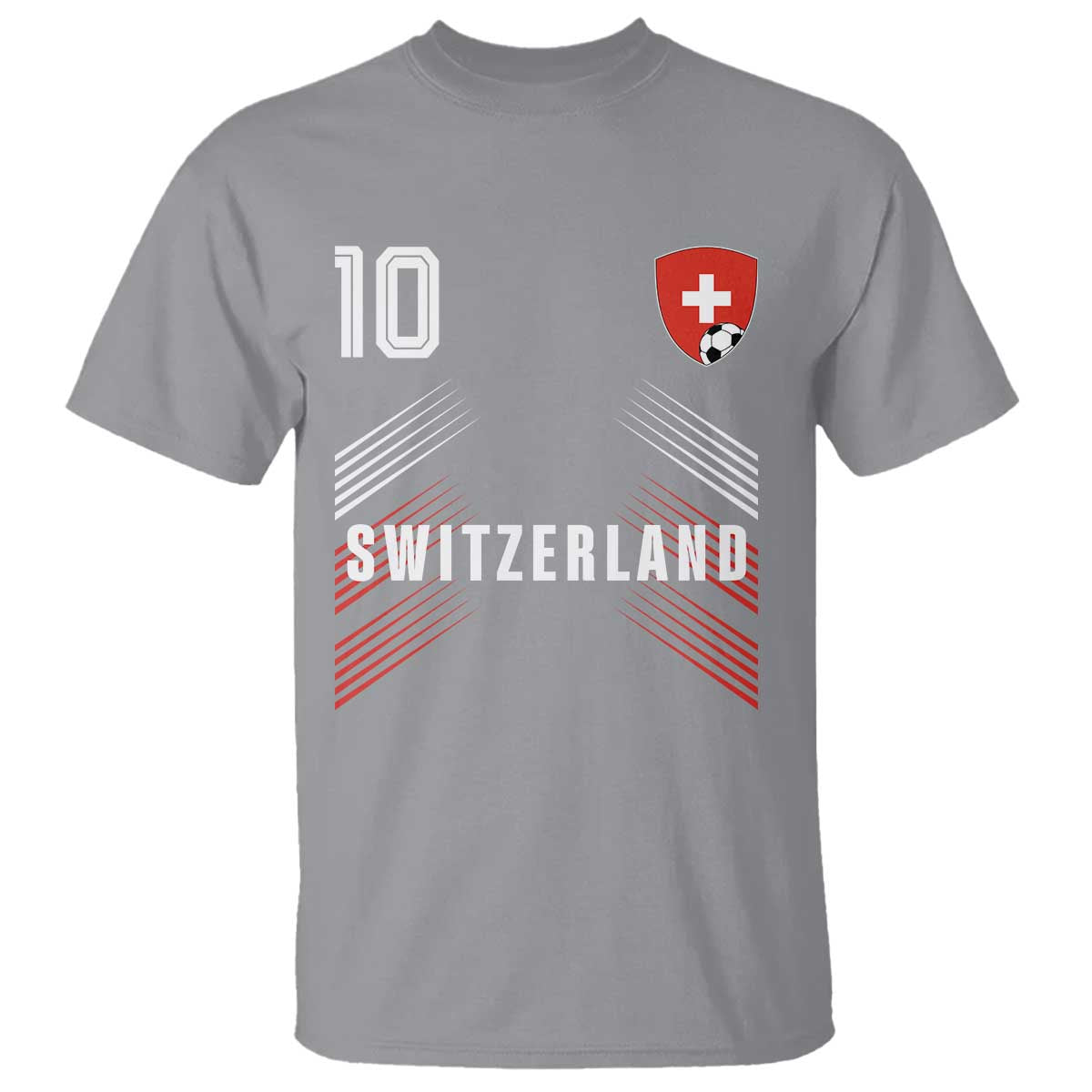 Switzerland Soccer Sports Graphic Number 10 Jersey Style T Shirt Proud Swiss Football Fans Game Day Pride TS02 Sport Gray Print Your Wear