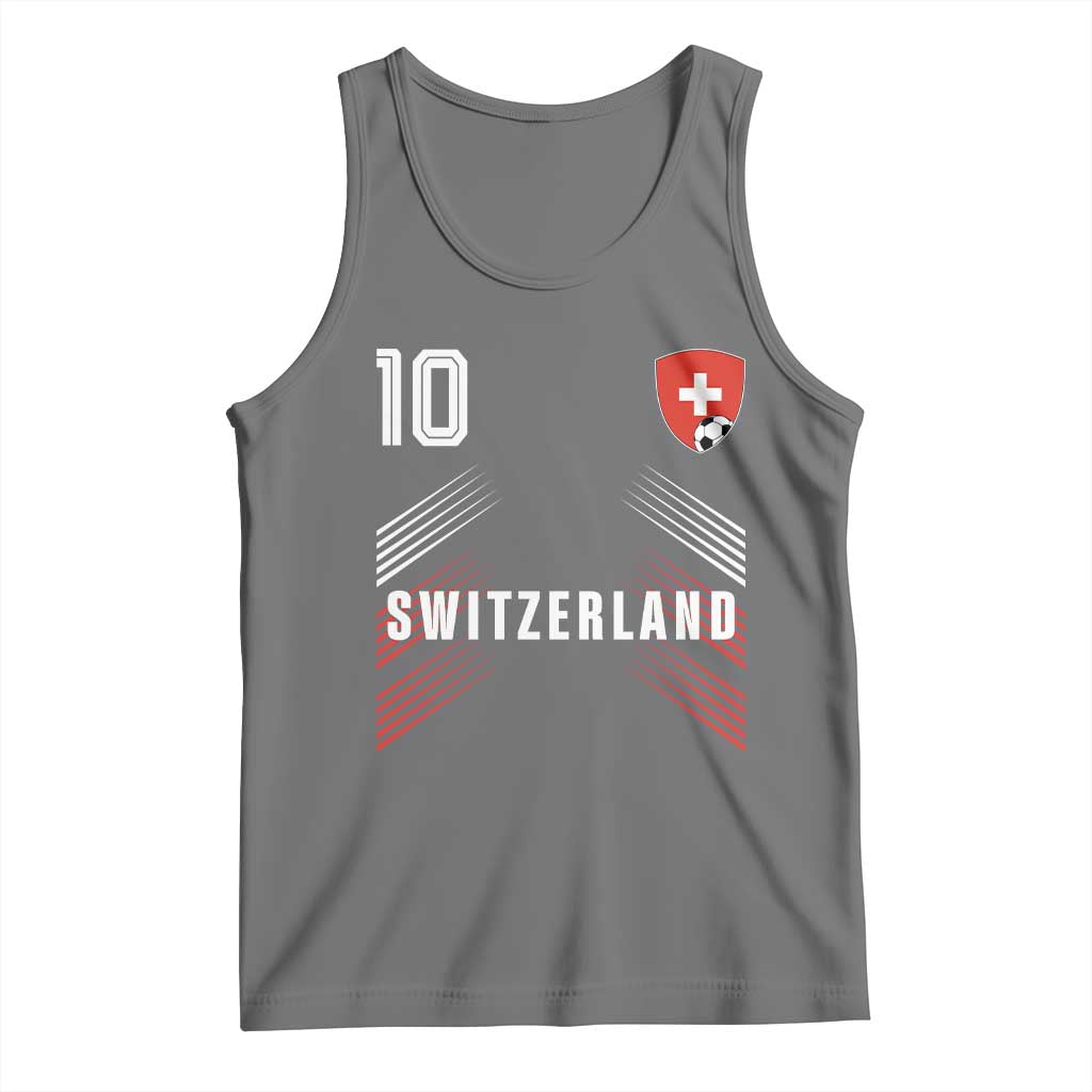 Switzerland Soccer Sports Graphic Number 10 Jersey Style Tank Top Proud Swiss Football Fans Game Day Pride TS02 Black Heather Print Your Wear
