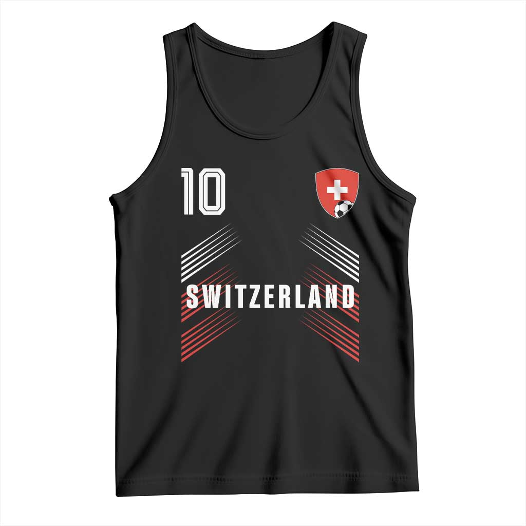 Switzerland Soccer Sports Graphic Number 10 Jersey Style Tank Top Proud Swiss Football Fans Game Day Pride TS02 Black Print Your Wear