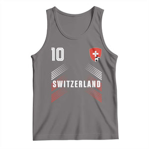 Switzerland Soccer Sports Graphic Number 10 Jersey Style Tank Top Proud Swiss Football Fans Game Day Pride TS02 Deep Heather Print Your Wear
