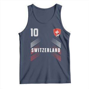 Switzerland Soccer Sports Graphic Number 10 Jersey Style Tank Top Proud Swiss Football Fans Game Day Pride TS02 Navy Print Your Wear