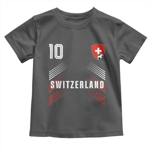 Switzerland Soccer Sports Graphic Number 10 Jersey Style Toddler T Shirt Proud Swiss Football Fans Game Day Pride TS02 Dark Heather Print Your Wear