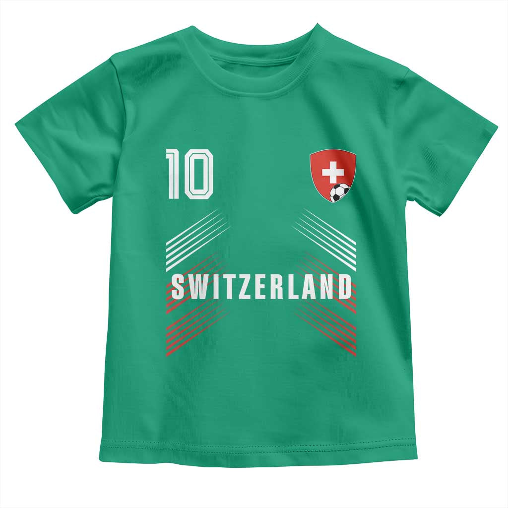 Switzerland Soccer Sports Graphic Number 10 Jersey Style Toddler T Shirt Proud Swiss Football Fans Game Day Pride TS02 Irish Green Print Your Wear