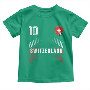 Switzerland Soccer Sports Graphic Number 10 Jersey Style Toddler T Shirt Proud Swiss Football Fans Game Day Pride TS02 Irish Green Print Your Wear