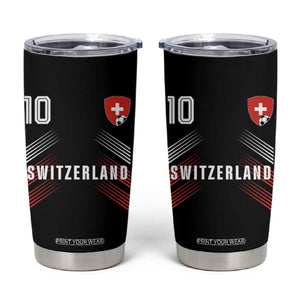 Switzerland Soccer Sports Graphic Number 10 Jersey Style Tumbler Cup Proud Swiss Football Fans Game Day Pride TS02 Black Print Your Wear