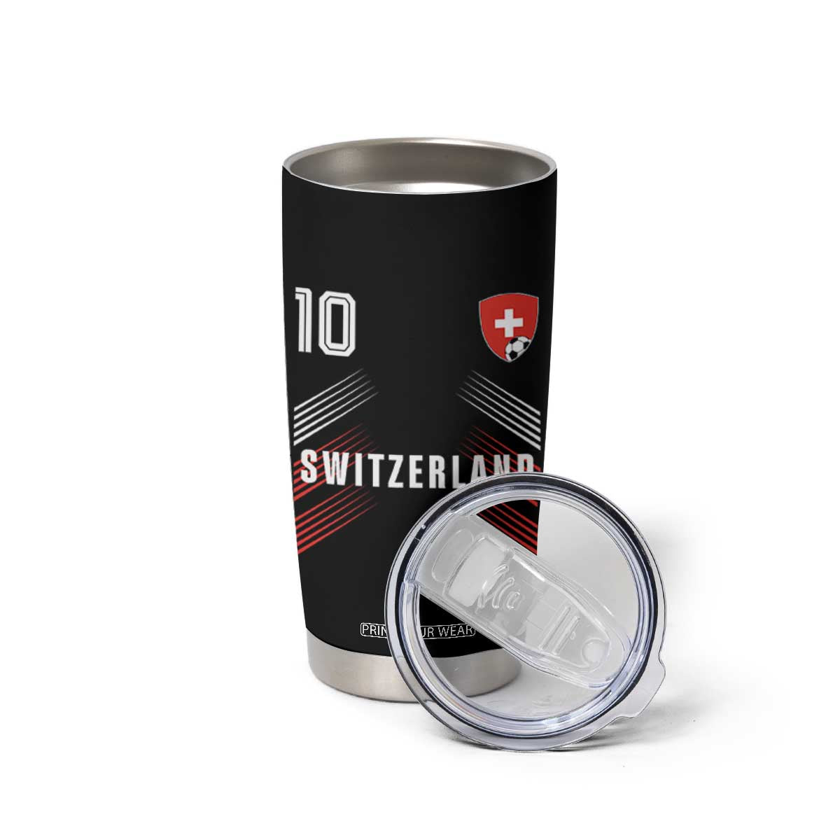 Switzerland Soccer Sports Graphic Number 10 Jersey Style Tumbler Cup Proud Swiss Football Fans Game Day Pride TS02 Print Your Wear