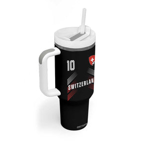 Switzerland Soccer Sports Graphic Number 10 Jersey Style Tumbler With Handle Proud Swiss Football Fans Game Day Pride TS02 Print Your Wear