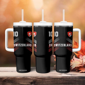 Switzerland Soccer Sports Graphic Number 10 Jersey Style Tumbler With Handle Proud Swiss Football Fans Game Day Pride TS02 Print Your Wear